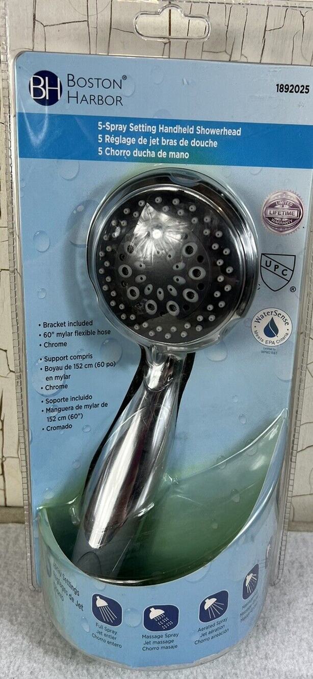 Boston Harbor 5 Spray Setting Handheld Showerhead Chrome NIB NOS